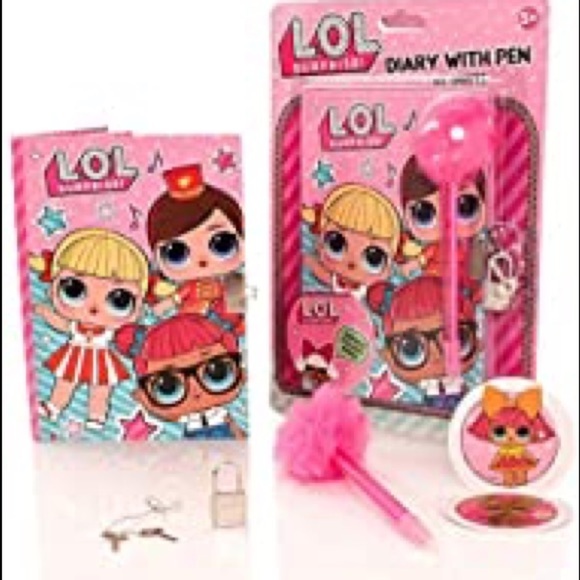 NWT LOL SURPRISE 60 Sheets Lock Diary with Fluffy Pen Pink One Size - Picture 1 of 8